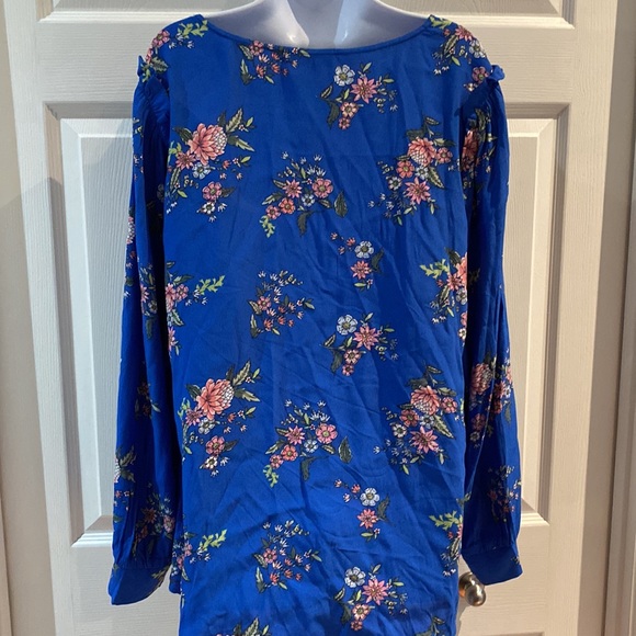 Loft Blue Floral Long Sleeve Blouse Top Plus Size 18 - Picture 6 of 10